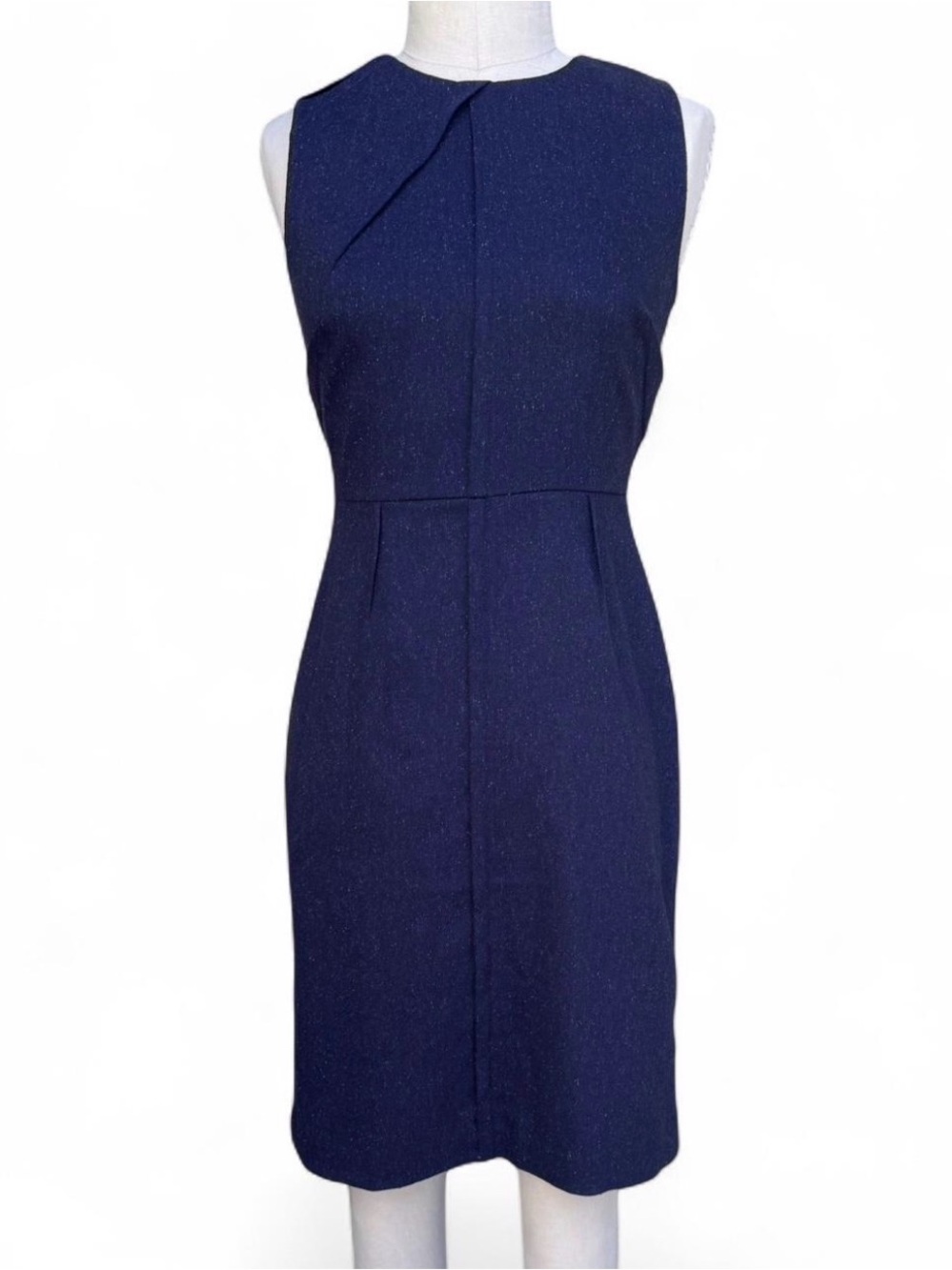 Banana Republic Navy Boucle Sheath knee length Dress sleeveless 0P detailed